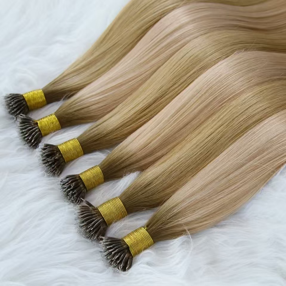 Wholesale Double Drawn Human Hair 100% Unprocessed Remy Nano Ring Hair Extension